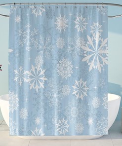 Blue Snowflake Christmas Holiday Shower Curtain for The Winter Wonderland