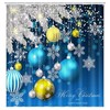 Blue Snowflake Christmas Shower Curtain - Waterproof Fabric Bathroom Decor