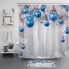 Blue Snowflake Pine Branch Christmas Ball Shower Curtain 