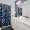 Blue Snowflake Winter Shower Curtain for Bathroom Decor