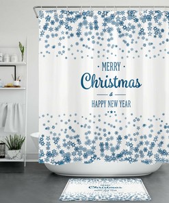 Blue Snowflakes Year Christmas Shower Curtain - Elegant Bathroom Decor