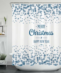 Blue Snowflakes Year Christmas Shower Curtain - Elegant Bathroom Decor
