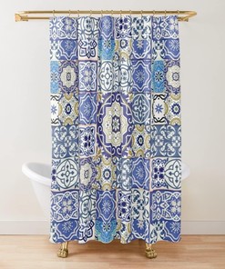 Blue Sports Fan Shower Curtain, Basketball Themed Bathroom Decor.