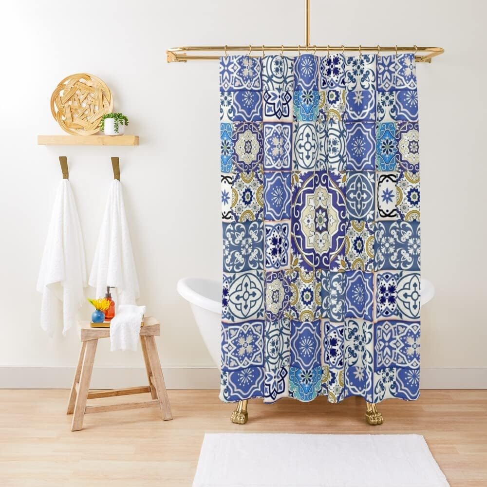 Blue Sports Fan Shower Curtain, Basketball Themed Bathroom Decor. - Image 2