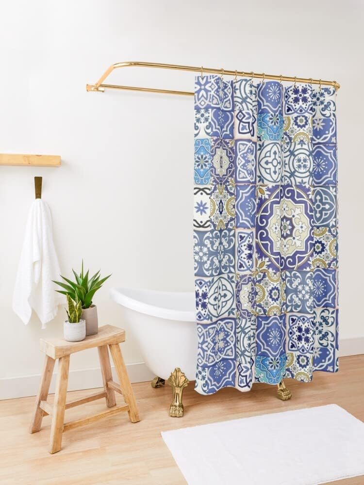 Blue Sports Fan Shower Curtain, Basketball Themed Bathroom Decor. - Image 3