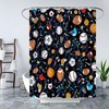 Blue Sports Shower Curtain for Boys Teens with Basketball, Football, Baseball, Soccer, Hockey and Star Pattern
