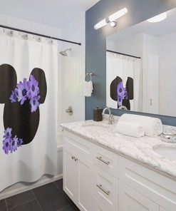 Blue Spring Flowers Shower Curtain Inspired by Disney Home Decor for a Charming Bathroom