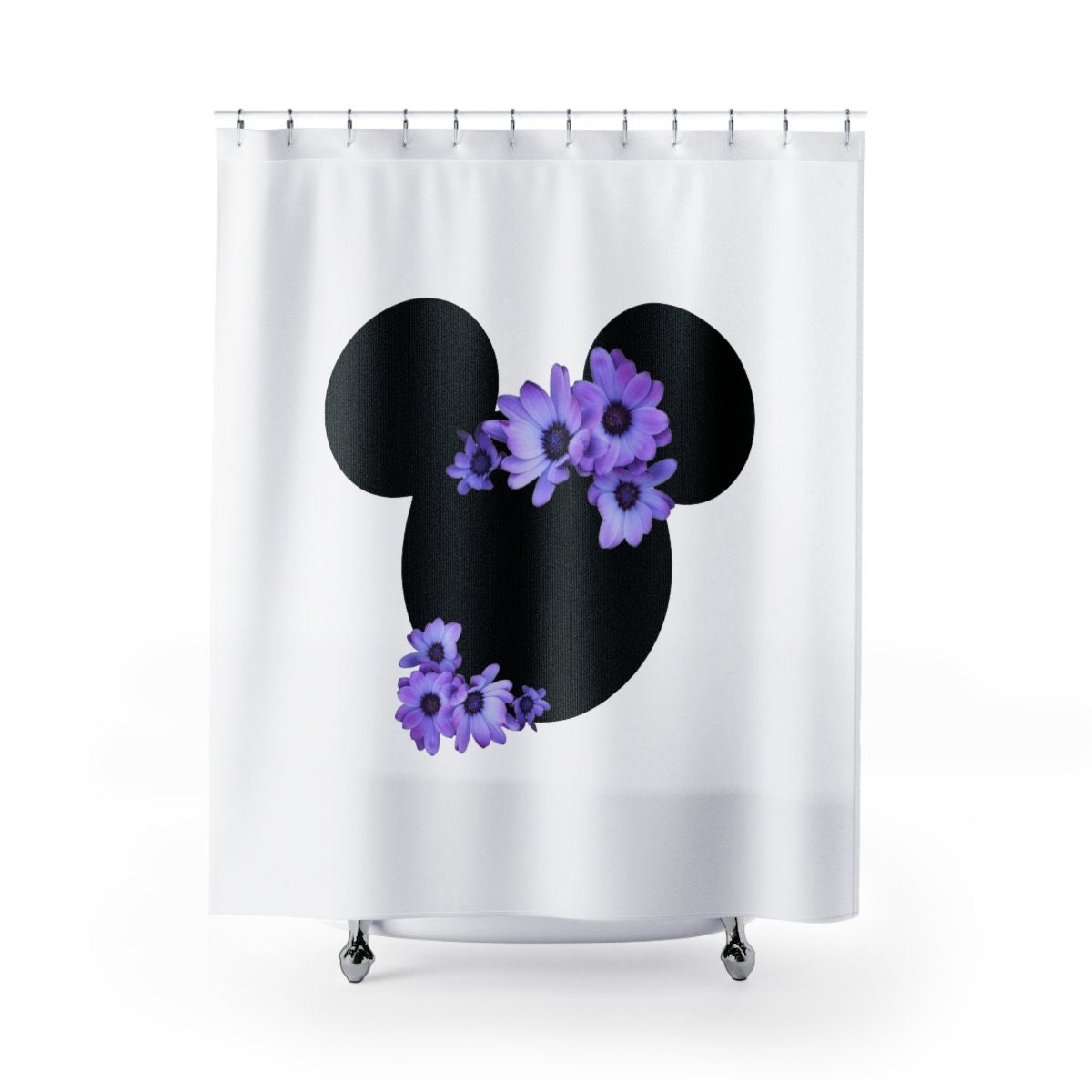 Blue Spring Flowers Shower Curtain Inspired by Disney Home Decor for a Charming Bathroom