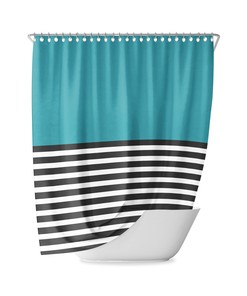 Blue Striped Shower Curtain - Minimalist And Modern Bathroom Decor