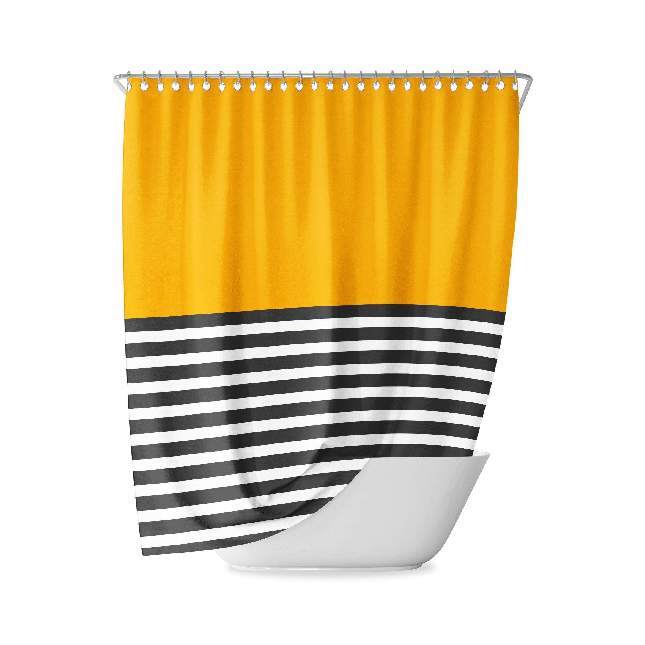 Blue Striped Shower Curtain - Minimalist And Modern Bathroom Decor