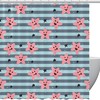 Blue Striped Shower Curtain with Smiling Stars Design