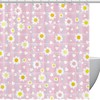 Blue Stripes and Pink Floral Heart Shower Curtain