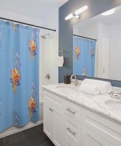 Blue Succulent Shower Curtain for Bathroom Decor