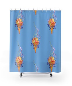 Blue Succulent Shower Curtain for Bathroom Decor