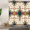 Blue Tan Beige Aztec Shower Curtain For Southwest Bathroom Decor