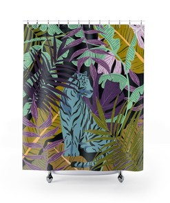 Blue Tiger Shower Curtain for a Bold and Wild Look in Your Bathroom
