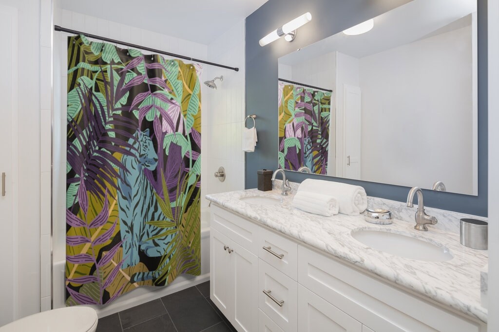 Blue Tiger Shower Curtain for a Bold and Wild Look in Your Bathroom