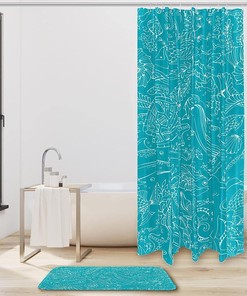 Blue Tortoise Octopus Whale Ocean Print Waterproof Shower Curtain for Bathroom Decor