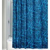 Blue Tropical Palm Leaf Fabric Shower Curtain With Classic Leaf Pattern