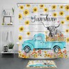 Blue Truck Highland Cow Vintage Shower Curtain with Sunflower Quote