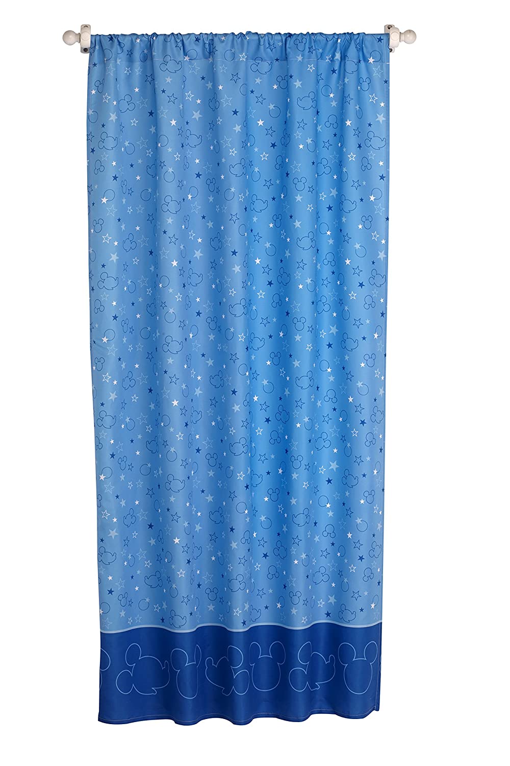 Blue Vintage Disney Mickey Mouse Playground Pals Curtain Panel With Tie Back Shower Curtain
