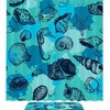 Blue Water Sea Life Creatures Shower Curtain With Starfish, Shell, Crab, And Conch Print