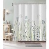 Blue Watercolor Floral And Green Plants Botanical Shower Curtain For Bathroom 