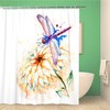 Blue Watercolor Flying Dragonfly and Lily Shower Curtain