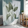 Blue Watercolor Tropical Leaf Print Shower Curtain With Green Leaves For Your Bathroom