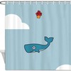 Blue Watercolor Whale Print Shower Curtain for Bathroom Decor