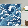 Blue Wave Shower Curtain, Beach Themed Bathroom Curtain With Ocean And Sand Design, Home Decor Accessory