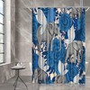 Blue White Floral Boho Shower Curtain with Abstract Elephant Flower Bath Modern Fashion Fabric Bathroom Curtain