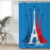 Blue White Red Eiffel Tower Airplane French National Day Shower Curtain for Bathroom 