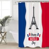 Blue White Red Eiffel Tower French National Day Shower Curtain with Chic Design 