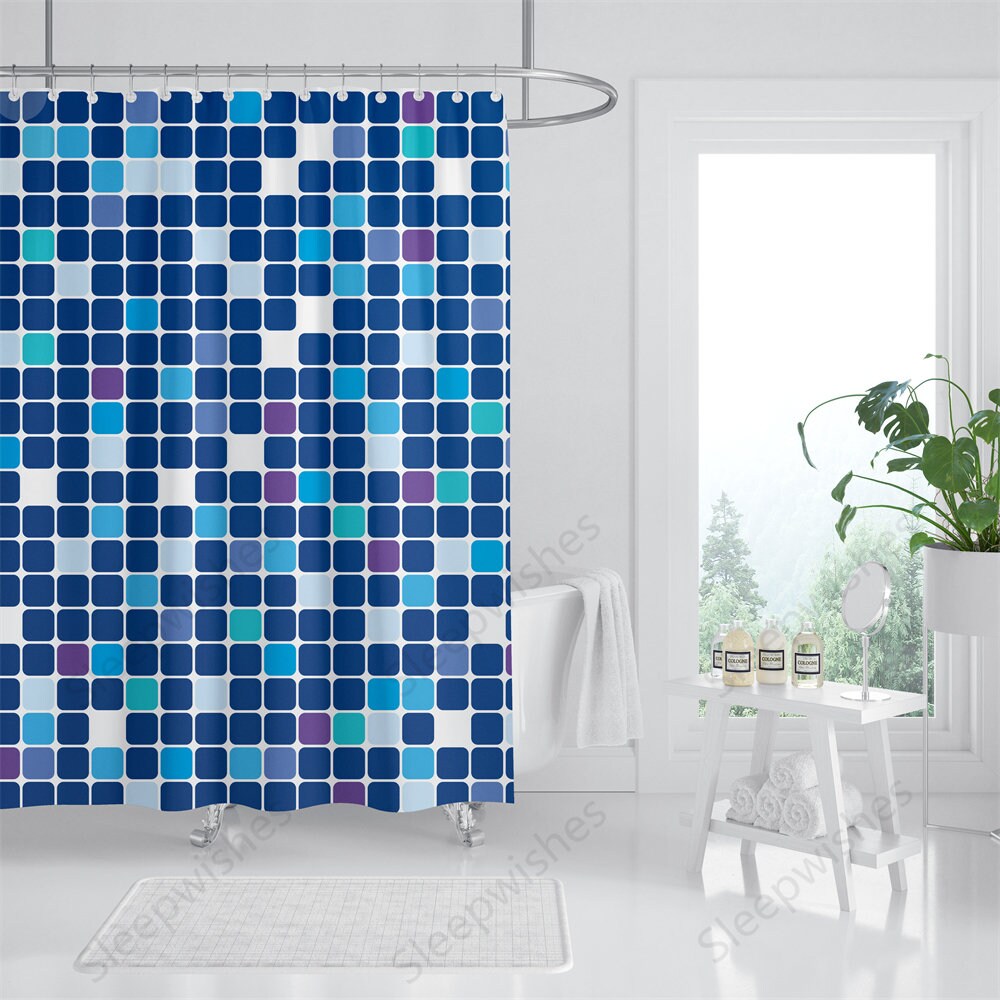 Blue Wild Jungle Shower Curtain, Tropical Rainforest Theme, Exotic Bathroom Decoration. - Image 2