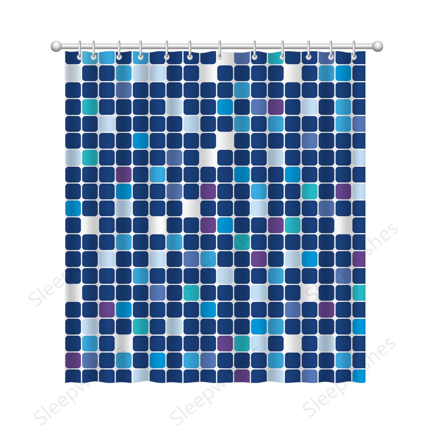 Blue Wild Jungle Shower Curtain, Tropical Rainforest Theme, Exotic Bathroom Decoration. - Image 3