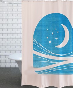 Blue Wild West Shower Curtain, Old Wild West Theme, Rustic Bathroom Decoration.