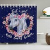 Blue Wreath White Horse Shower Curtain for Elegant Bathroom Decor 