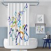 Blue and Green Colorful Penguin Print Shower Curtain, Children's Bathroom Decor