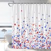 Blue and Red Stars Independence Day Art Shower Curtain, RDRUVA 4th of July Bathroom Curtains with American Flag Pattern