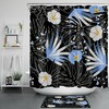 Blue and Vivacious Monstera Leaf Shower Curtain with a Flower Design for Your Bathroom