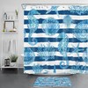 Blue and White Striped Seashell Sea Horse Shower Curtain for Bathroom