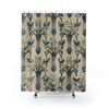 Blue and White Tree Inspired Floral Shower Curtain, Stunning Bathroom Decor