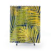 Blue and Yellow Palm Leaf Shower Curtain - Colorful Bathroom Decor