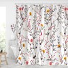 Blue and Yellow Watercolor Floral Shower Curtain for Spring Bathroom 