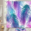 Blue-Purple Tropical Plant Leaves Shower Curtain With A Relaxing Ambience