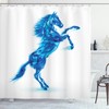 Blue-White Horse Abstract Art Animal Bathroom Decor Shower Curtain