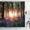 Bluebell Woods Sunrise With A White Rabbit Spring In Woodland Shower Curtain For A Whimsical Touch
