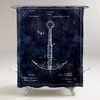Blueprint Nautical Shower Curtain in Blue with Anchor 1887 Design - Oliver Gal