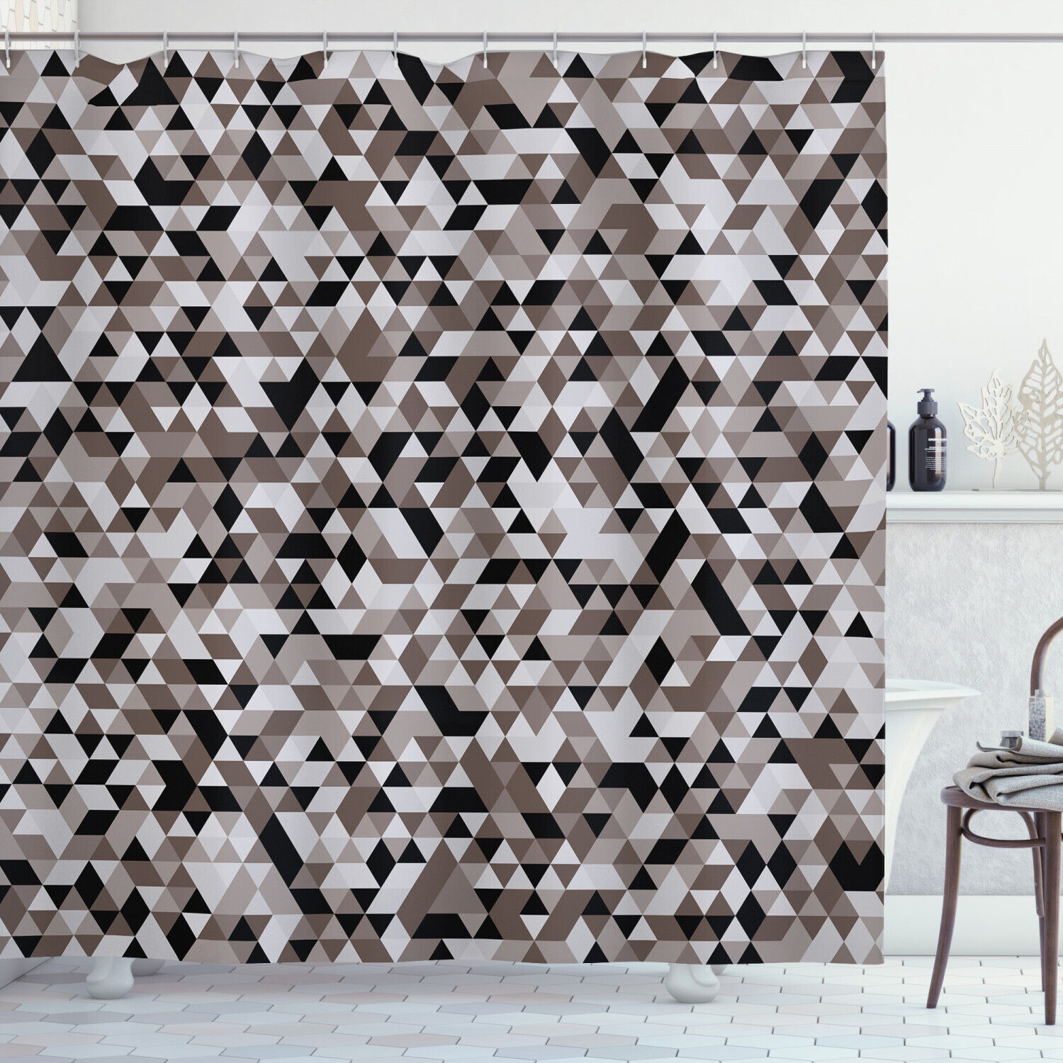 Blurry Tones Of Color Geometric Pattern Shower Curtain For Modern Bathroom Decor